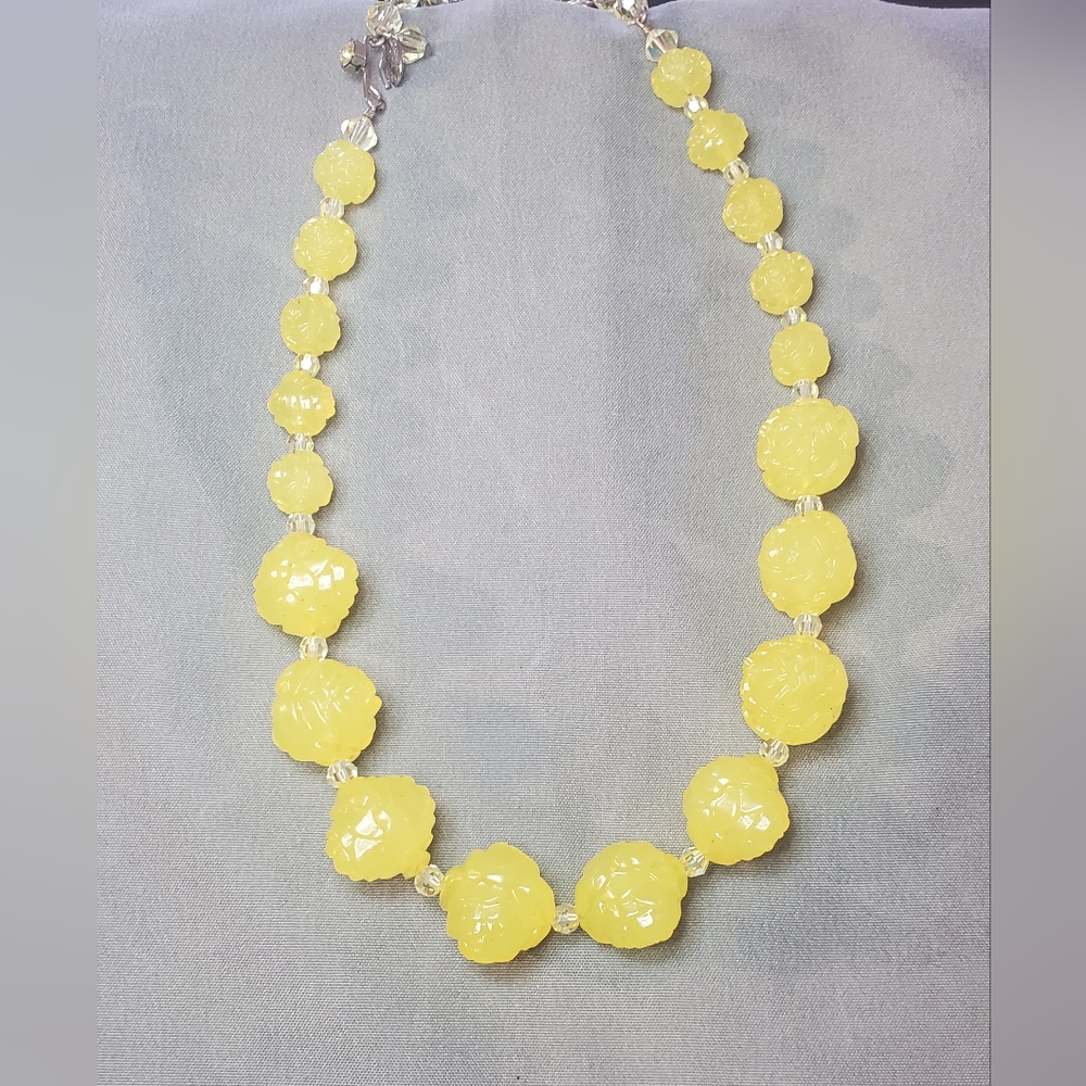 Tarina Tarantino Yellow Carved Rose Necklace